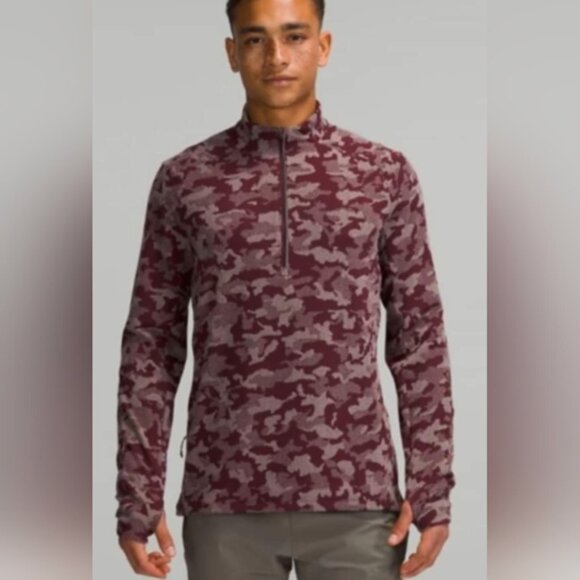 Lululemon Surge Warm Half Zip Heritage Camo Jacquard Cassis Raw Linen